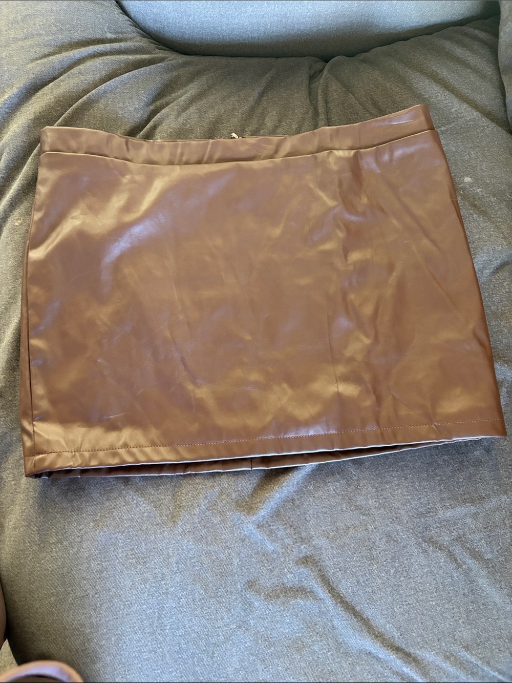 Faux Leather Mini Skirt in Chocolate Brown